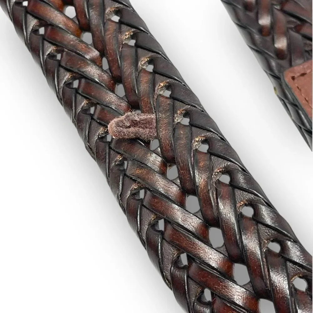 Columbia Belt Brown Leather Woven Braided Classic Preppy Sleek Men’s Size 38